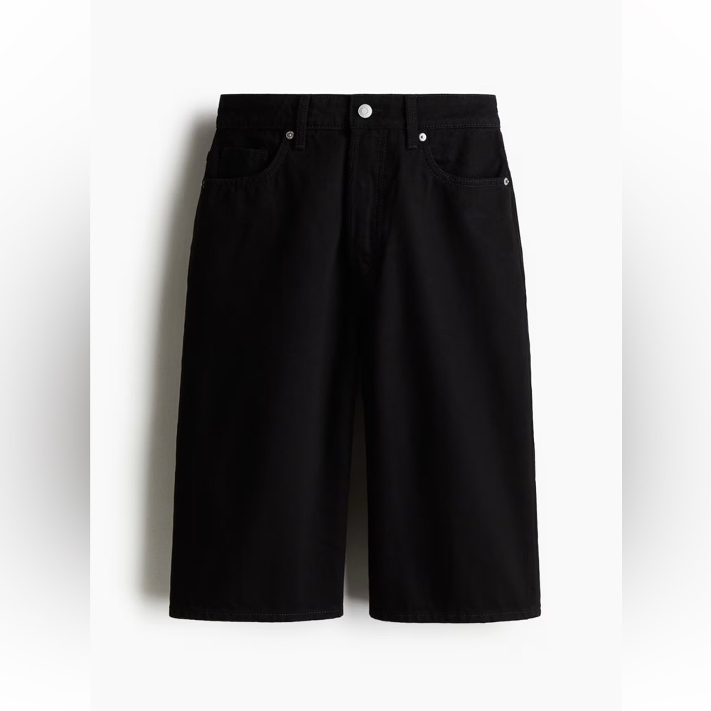 H&M High waist knee length denim shorts